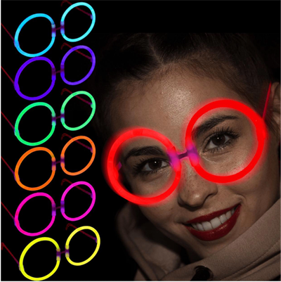 Glow  Yuvarlak Gözlük - Glow Partisi Gözlükleri - Glow Gözlük 12 Adet