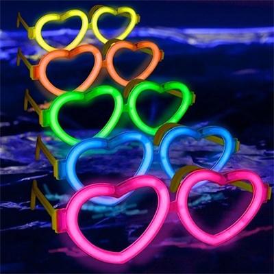 Glow Kalpli Fosforlu Gözlük 6’lı Renkli Set – Neon Parti