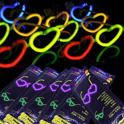 Glow Kalpli Fosforlu Gözlük 6’lı Renkli Set – Neon Parti (3936)