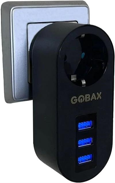 Gobax Termal Akım Korumalı Akıllı Priz 3xusb Li, Çocuk Korumalı, Led Işıklı, Yüksek Isıya Dayanıklı (3936)