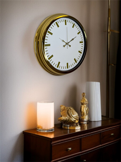 Gold & White Lüks Tasarım 40 Cm Gold Metal Duvar Saati