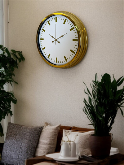 Gold & White Lüks Tasarım 40 Cm Gold Metal Duvar Saati