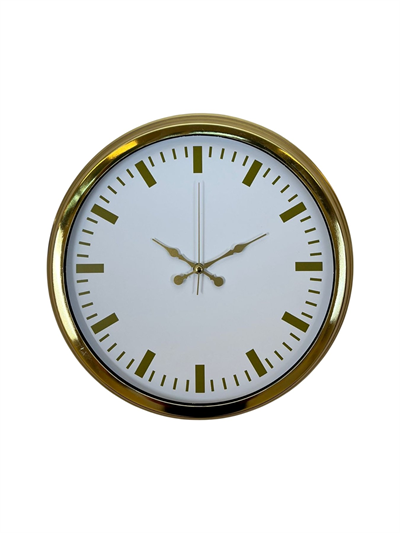 Gold & White Lüks Tasarım 40 Cm Gold Metal Duvar Saati