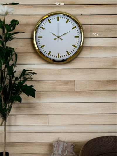 Gold & White Lüks Tasarım 40 Cm Gold Metal Duvar Saati