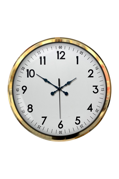 Gold & White Luxury Classic 52 Cm Metal Duvar Saati