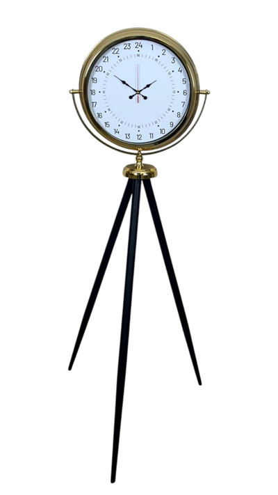 Gold 24 Saat Göstergeli Özel Tasarım Tripod Ayaklı Saat