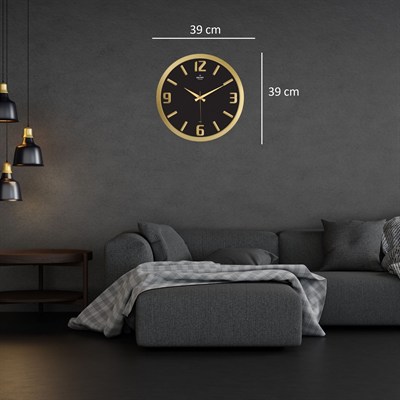 Gold 39 Cm Kabartma Rakamlı Duvar Saati