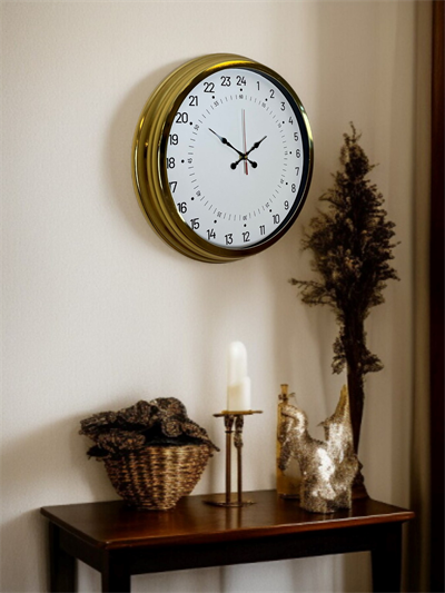 Gold 40 Cm Metal 24 Saat Göstergeli Özel Tasarım Duvar Saati