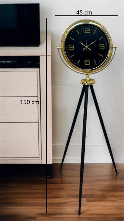 Gold Dekoratif Tasarım Tripod Ayaklı Saat