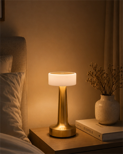 Gold Kare LED Masa Lambası Şarjlı Dimmer Kontrollü Dekoratif Işık