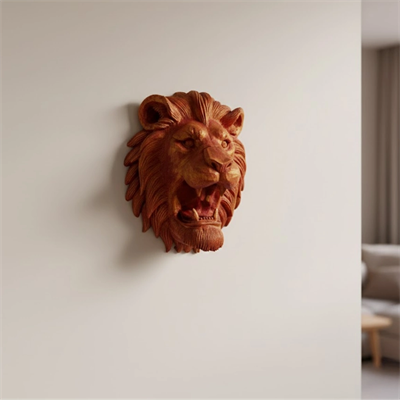 Gold Kırmızı Aslan Duvar Dekoru Asılabilir Hediyelik 3D Heykel 20x21 cm