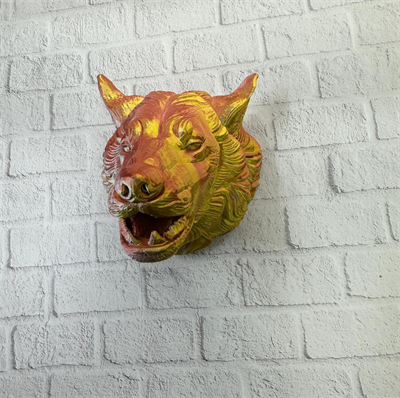 Gold Kurt Duvar Aksesuarı Asılabilir 3D Dekoratif Heykel 25x19 cm