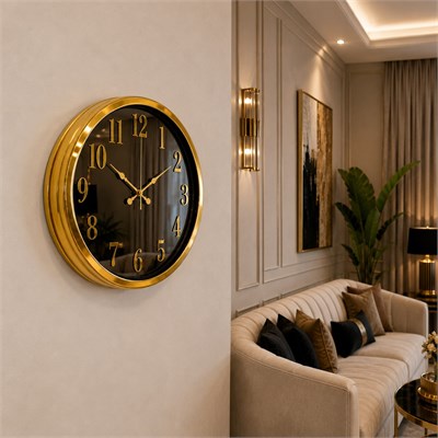 Gold Luxury Aynalı 40 x 40 Cm Duvar Saati