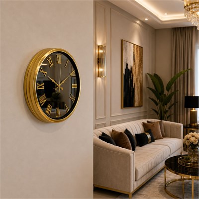 Gold Majestic Aynalı 40 x 40 Cm Duvar Saati