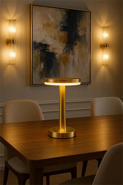 Gold Mantar Masa Lambası 3 Renk Modlu Kablosuz Şarjlı Dekoratif Metal LED Abajur