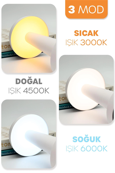 Gold Metal Dokunmatik Şarjlı Masa Lambası 3 Işık Parlaklık Ayarlı Gece Abajuru LED