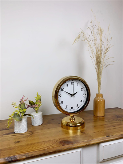 Gold Metal Lüks Masa Saati 25×20 cm