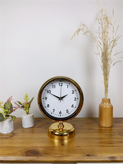 Gold Metal Lüks Masa Saati 25×20 cm