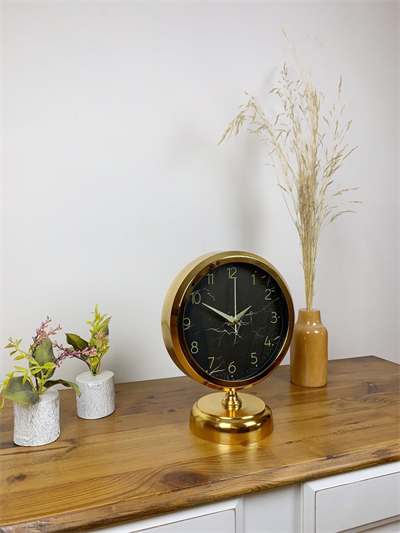 Gold Metal Mermer İlhamı Masa Saati 25×20 cm