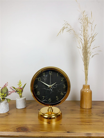 Gold Metal Mermer İlhamı Masa Saati 25×20 cm