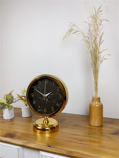 Gold Metal Mermer İlhamı Masa Saati 25×20 cm