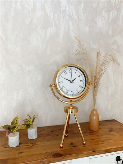 Gold Metal Mini Tripod Retro Masa Saati 45×26 cm