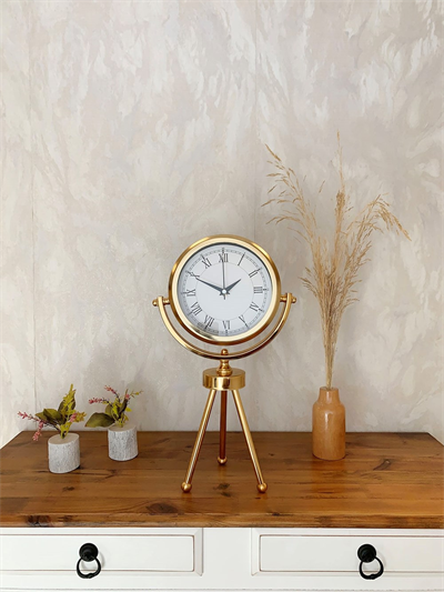 Gold Metal Mini Tripod Retro Masa Saati 45×26 cm