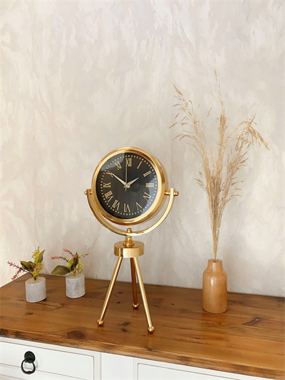 Gold Metal Mini Tripod Sade Masa Saati 45×26 cm