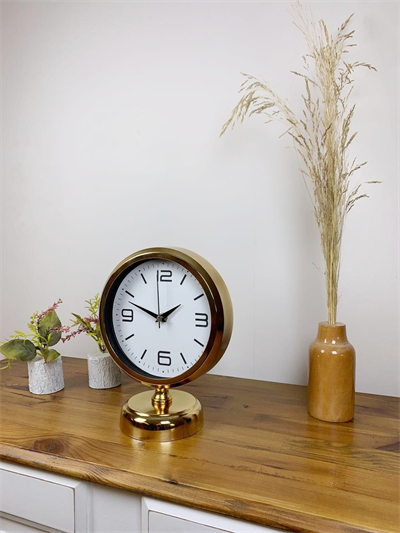 Gold Metal Modern Masa Saati 25×20 cm