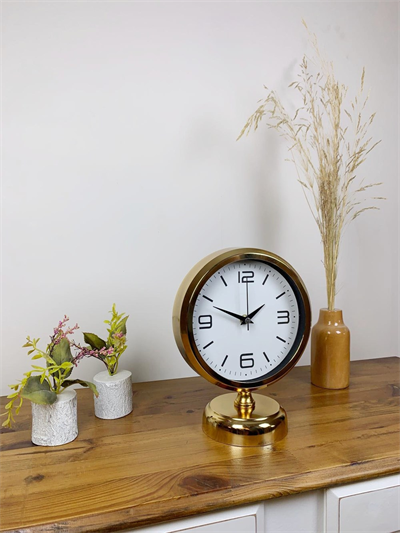Gold Metal Modern Masa Saati 25×20 cm