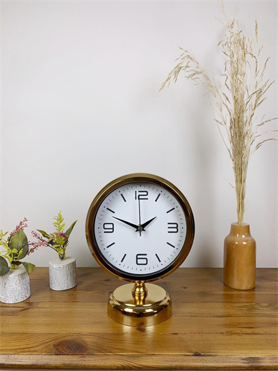 Gold Metal Modern Masa Saati 25×20 cm