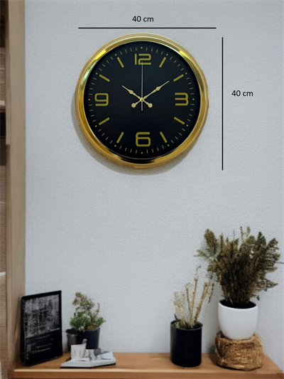 Gold Modern Rakamlı 40 Cm Metal Duvar Saati