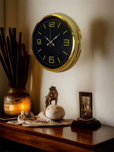 Gold Modern Rakamlı 40 Cm Metal Duvar Saati