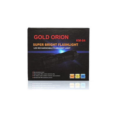 Gold Orion Km-84 Tasarruflu Şarjlı Zoomlu Metal El Feneri Kemer Klipsli