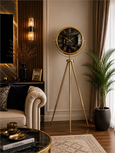 Gold Premium Aynalı Tripod 150 x 45 Cm Ayaklı Saat