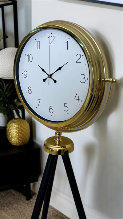 Gold Premium Dekoratif Tripod Ayaklı Saat