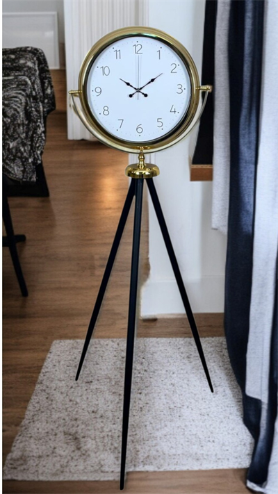Gold Premium Dekoratif Tripod Ayaklı Saat