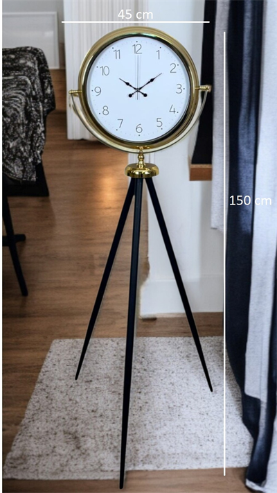 Gold Premium Dekoratif Tripod Ayaklı Saat