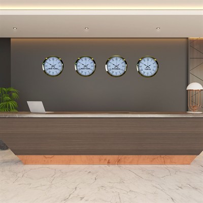 Gold Prestige 4’lü Metal 36 cm Dünya Duvar Saatleri