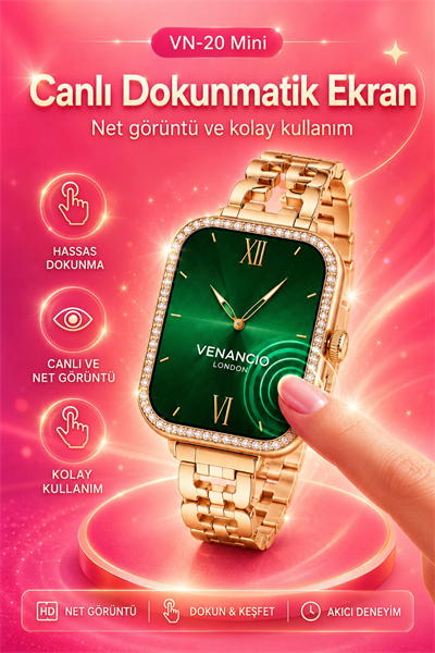Gold Renk Tasarımlı Akıllı Saat Çoklu Kordonlu Dokunmatik Ekran Günlük Kullanım