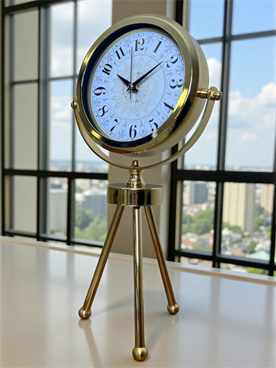 Gold Royal Motifli Üç Ayaklı Metal Masa Saati