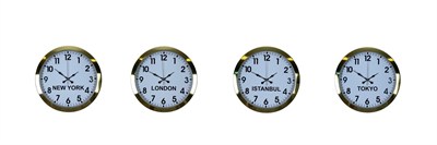 Gold Seri 4’lü Metal 36 cm Dünya Saatleri