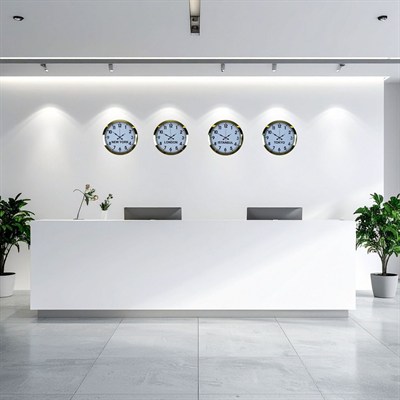 Gold Seri 4’lü Metal 36 cm Dünya Saatleri