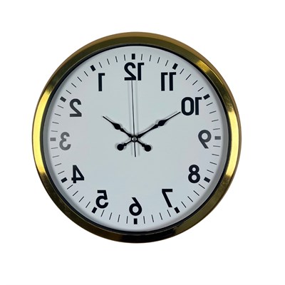 Gold Ters Zaman 40 x 40 Cm Metal Duvar Saati