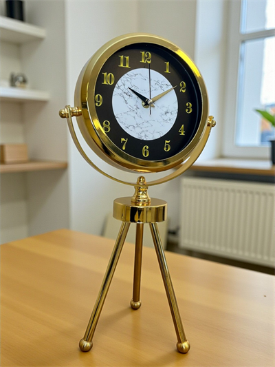 Golden Marble Üç Ayaklı Metal Masa Saati