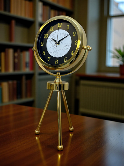 Golden Marble Üç Ayaklı Metal Masa Saati