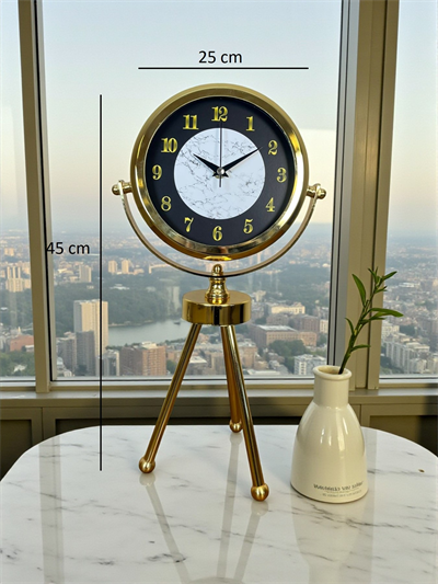 Golden Marble Üç Ayaklı Metal Masa Saati