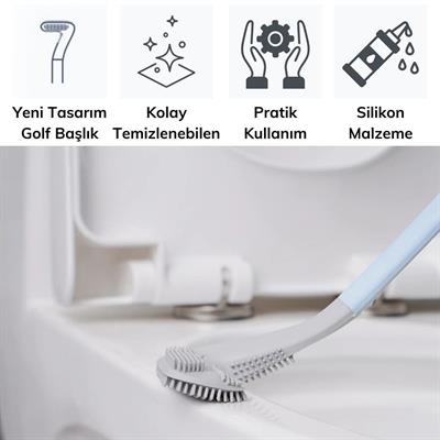 Golf Tasarımlı Silikon WC Klozet Mutfak Temizlik Fırçası Kanca Hediyeli (3936)