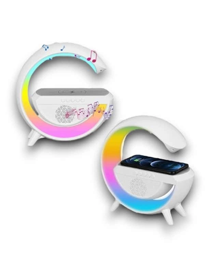 Google Dijital Kablosuz Şarj Özellikli Bluetooth Hoparlör Gece Lambası