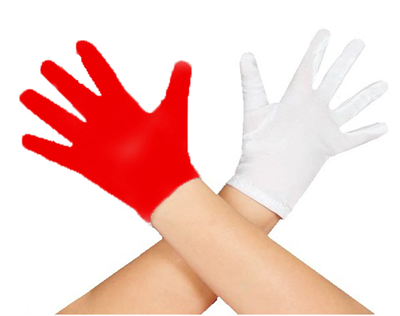 Gösteriler İçin 1 Çift Kırmızı Beyaz Pandomim Eldiveni Çocuk Boy Bx40